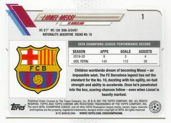2020-21 Topps Chrome UEFA Champions League #1 Lionel Messi Back