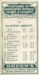 1926 Ogden's Cigarettes Captains of Association Football Clubs, & Colours #13 Arthur Wood Back