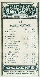 1926 Ogden's Cigarettes Captains of Association Football Clubs, & Colours #14 George Malcolm Back