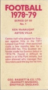 1978-79 Bassett & Co. Football #1 Ken McNaught Back