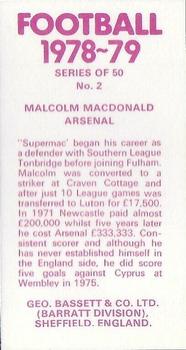 1978-79 Bassett & Co. Football #2 Malcolm MacDonald Back