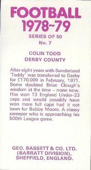 1978-79 Bassett & Co. Football #7 Colin Todd Back