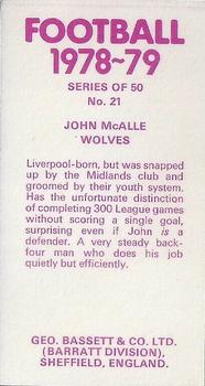 1978-79 Bassett & Co. Football #21 John McAlle Back