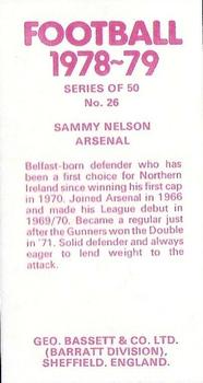 1978-79 Bassett & Co. Football #26 Sammy Nelson Back