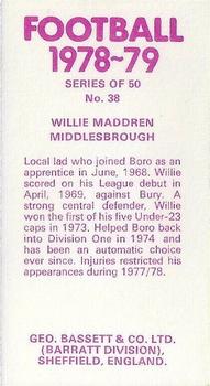 1978-79 Bassett & Co. Football #38 Willie Maddren Back