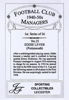 2001 JF Collectibles Football Club Managers 1940-50s #25 Eddie Lever Back