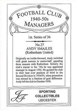 2001 JF Collectibles Football Club Managers 1940-50s #27 Andy Smailes Back