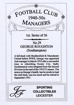2001 JF Collectibles Football Club Managers 1940-50s #29 George Roughton Back