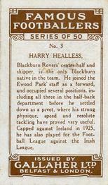 1926 Gallaher Famous Footballers #3 Harry Healless Back