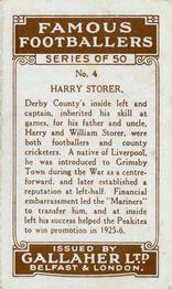 1926 Gallaher Famous Footballers #4 Harry Storer Back