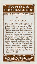 1926 Gallaher Famous Footballers #12 Billy Walker Back