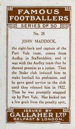 1926 Gallaher Famous Footballers #28 Jack Maddock Back