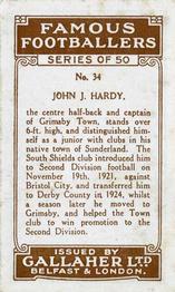 1926 Gallaher Famous Footballers #34 John Hardy Back