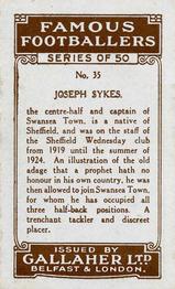 1926 Gallaher Famous Footballers #35 Joe Sykes Back