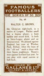 1926 Gallaher Famous Footballers #49 Walter Brown Back