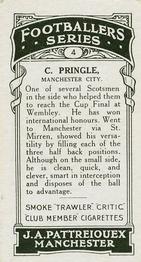 1927 J. A. Pattreiouex Footballers Series 1 #4 Charlie Pringle Back