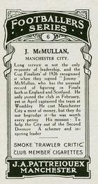 1927 J. A. Pattreiouex Footballers Series 1 #6 Jimmy McMullan Back