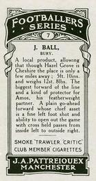 1927 J. A. Pattreiouex Footballers Series 1 #7 Jack Ball Back