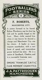 1927 J. A. Pattreiouex Footballers Series 1 #8 Frank Roberts Back