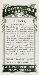 1927 J. A. Pattreiouex Footballers Series 1 #10 George Hicks Back