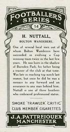 1927 J. A. Pattreiouex Footballers Series 1 #14 Harry Nuttall Back