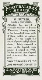 1927 J. A. Pattreiouex Footballers Series 1 #17 Billy Butler Back