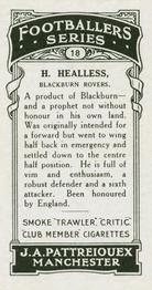 1927 J. A. Pattreiouex Footballers Series 1 #18 Harry Healless Back