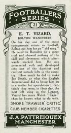 1927 J. A. Pattreiouex Footballers Series 1 #21 Edward T. Vizard Back
