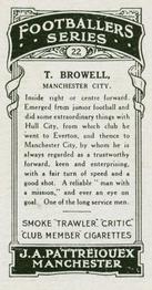 1927 J. A. Pattreiouex Footballers Series 1 #22 Tommy Browell Back