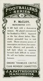 1927 J. A. Pattreiouex Footballers Series 1 #44 Philip McCloy Back