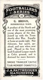 1927 J. A. Pattreiouex Footballers Series 1 #46 George Brown Back