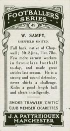 1927 J. A. Pattreiouex Footballers Series 1 #49 Bill Sampy Back