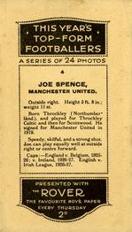 1927 D.C. Thomson / The Rover This Year's Top-Form Footballers #4 Joe Spence Back