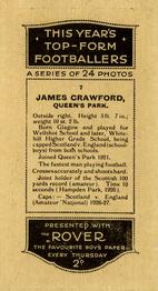 1927 D.C. Thomson / The Rover This Year's Top-Form Footballers #7 James Crawford Back