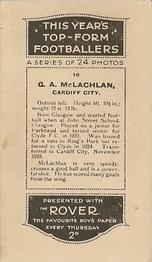 1927 D.C. Thomson / The Rover This Year's Top-Form Footballers #10 George McLachlan Back