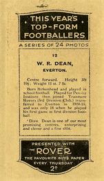 1927 D.C. Thomson / The Rover This Year's Top-Form Footballers #12 W. R. Dean Back