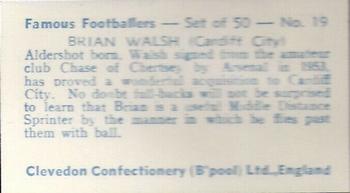 1961 Clevedon Confectionery Famous Footballers #19 Brian Walsh Back