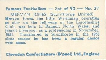 1961 Clevedon Confectionery Famous Footballers #27 Merfyn Jones Back