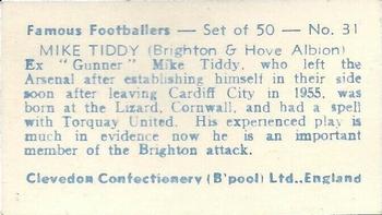 1961 Clevedon Confectionery Famous Footballers #31 Mike Tiddy Back