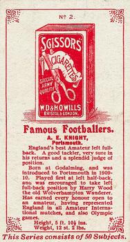1914 Wills's Famous Footballers #2 Arthur Knight Back