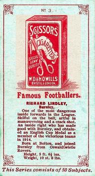 1914 Wills's Famous Footballers #3 Dick Lindley Back