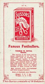 1914 Wills's Famous Footballers #4 Tommy Boyle Back