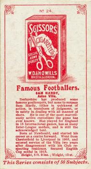 1914 Wills's Famous Footballers #24 Sam Hardy Back