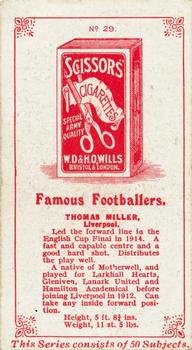 1914 Wills's Famous Footballers #29 Tom Miller Back