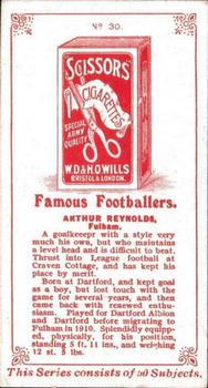 1914 Wills's Famous Footballers #30 Arthur Reynolds Back