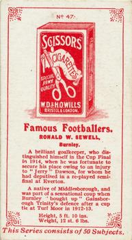 1914 Wills's Famous Footballers #47 Ronnie Sewell Back