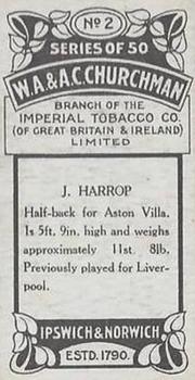 1914 Churchman's Footballers #2 Jimmy Harrop Back