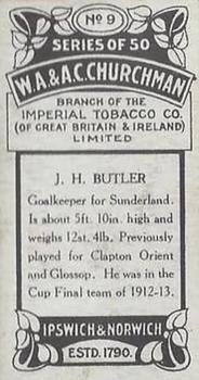 1914 Churchman's Footballers #9 Joe Butler Back