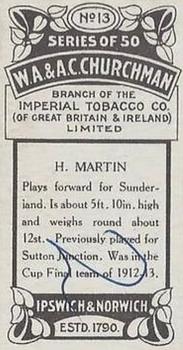 1914 Churchman's Footballers #13 Henry Martin Back