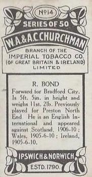 1914 Churchman's Footballers #14 Dicky Bond Back